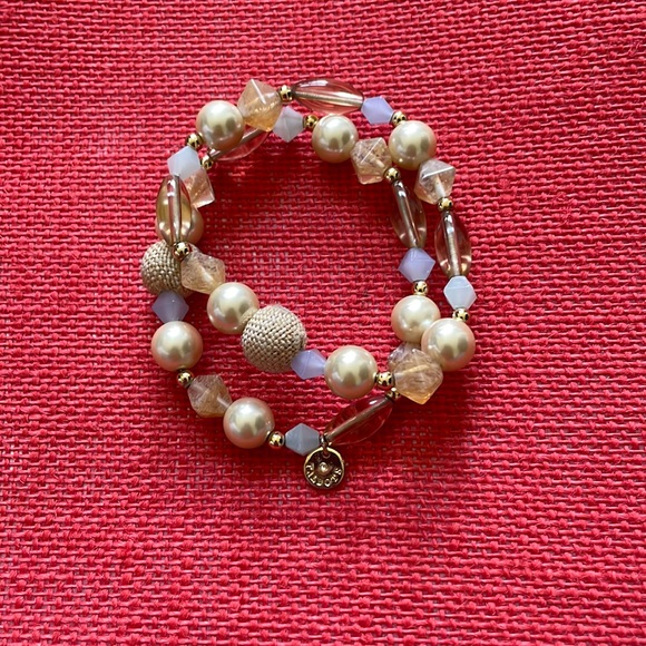 CCO PRICE DROP 🔥🔥 Talbots Gold Tone Beads & Faux Pearls Bracelet Set - Picture 1 of 3
